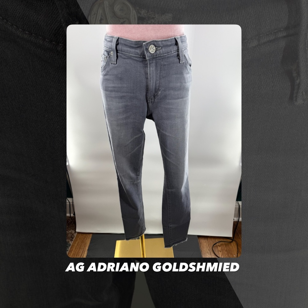 EUC AG Adriano Goldshmied Grey Skinny Raw Hem Jeans